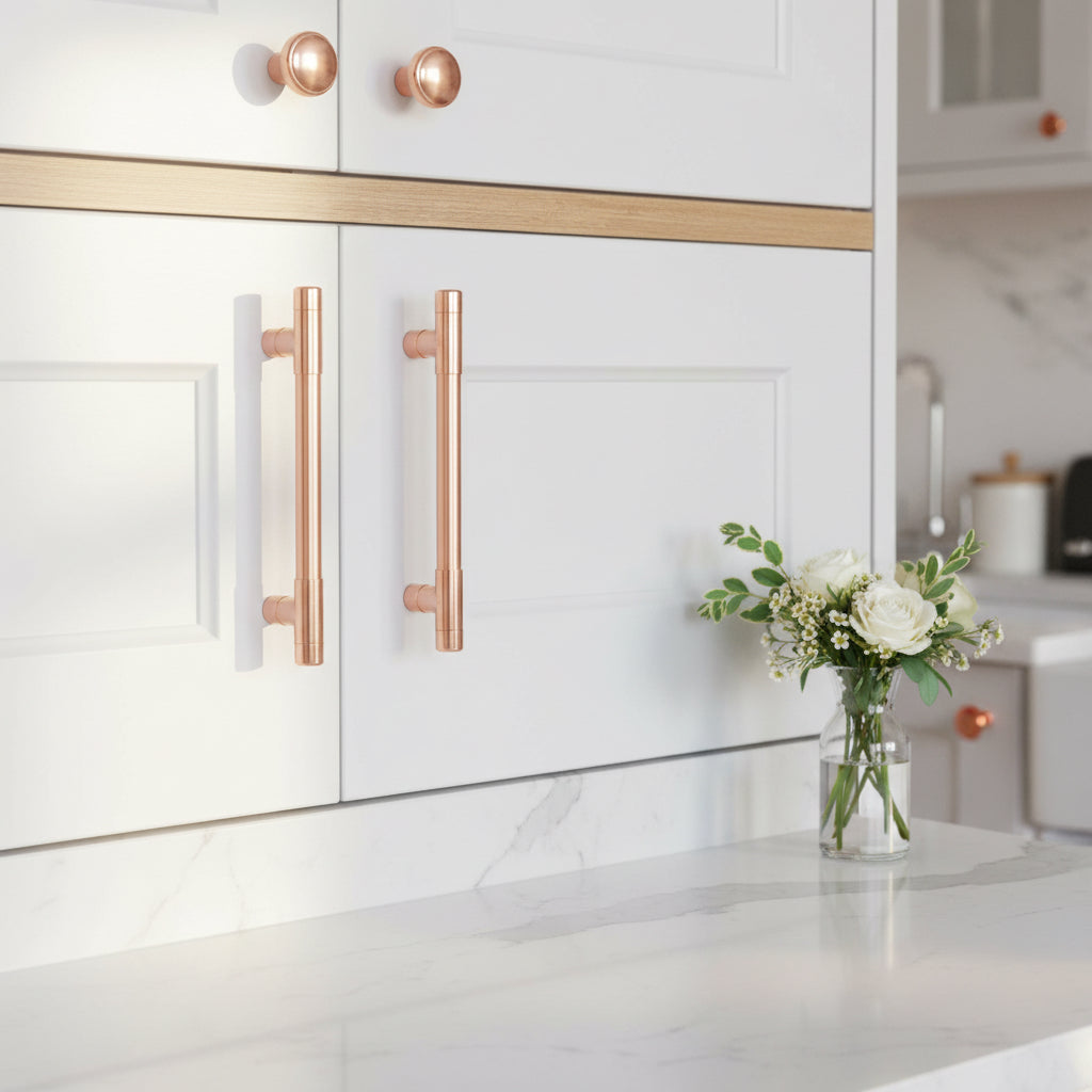 GTO Modern Wood & Metal Cupboard Handles - 242mm Length, 192mm Hole Centers, Matte Black & Oak - Kitchen Cabinet Pulls