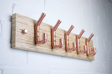 Load image into Gallery viewer, Copper pipe Coat Rack With Plywood End Grain Plinth