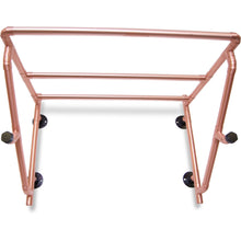 Load image into Gallery viewer, Large Copper Pipe Industrial Styled Wall Mounted Storage Rack With Brass Wall Mounts And Brass Hook Ends