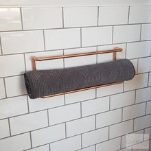 Load image into Gallery viewer, Copper Double Rail Towel Rail On White Wall
