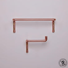 Load image into Gallery viewer, QuirkHub® Degree Copper Toilet Roll Holder & Towel Rail Set QuirkHub