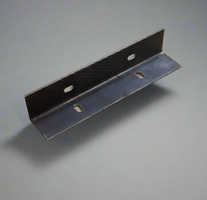 Alcove angled iron bracket for discreet alcove shelving on a light grey background.