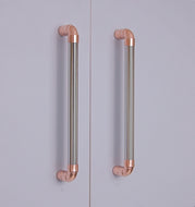 copper and chrome kitchen cabinet door handle