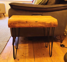 Load image into Gallery viewer, Acacia Wooden Side Table With Hairpin Legs