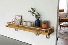 Load image into Gallery viewer, Wood Shelf with Copper Gallery Rail &amp; Brackets – Premium Kitchen Storage