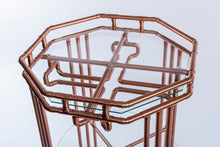 Load image into Gallery viewer, Copper Pipe Drinks Table In Art Deco Design With Circular Centre Glass Shelf Octagon Lower And Upper Glass Shelf