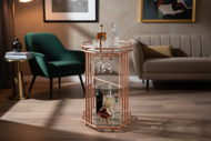 Copper Drinks Table – Art Deco Glass & Copper Bar Cart