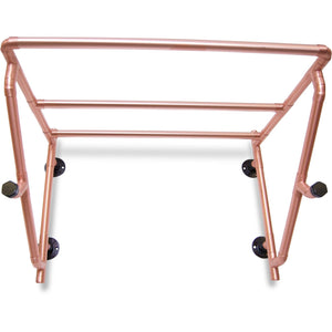 Large Copper Pipe Industrial Styled Wall Mounted Storage Rack With Brass Wall Mounts And Brass Hook Ends