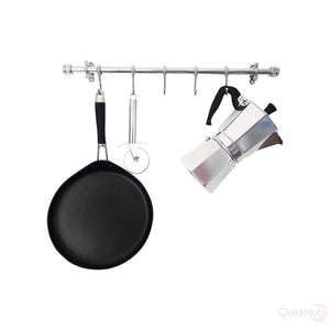 Chrome Pot And Pan Rail | Utensil Rail Storage & Organisation QuirkHub