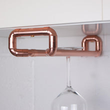 Load image into Gallery viewer, Copper Wine Glass Hanger | Storage Solutions By QuirkHub