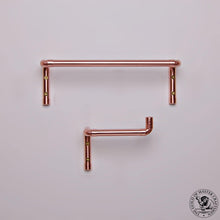Load image into Gallery viewer, QuirkHub® Degree Copper Toilet Roll Holder &amp; Towel Rail Set QuirkHub