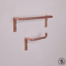 Load image into Gallery viewer, QuirkHub® Degree Copper Toilet Roll Holder &amp; Towel Rail Set QuirkHub