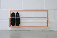 Load image into Gallery viewer, Wall Mounted Copper Pipe Shoe Rack By QuirkHub