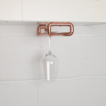 Load image into Gallery viewer, Copper Wine Glass Hanger, Wine Glass Storage Solutions For Under Cabinet