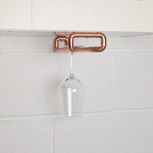 Copper Wine Glass Hanger, Wine Glass Storage Solutions For Under Cabinet